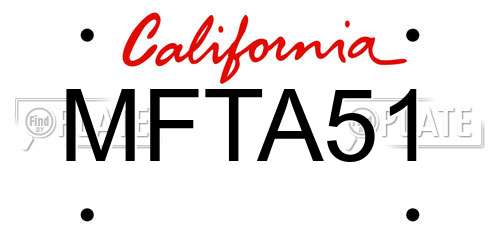 MFTA51 California License Plate