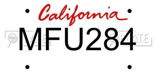 MFU284 California License Plate