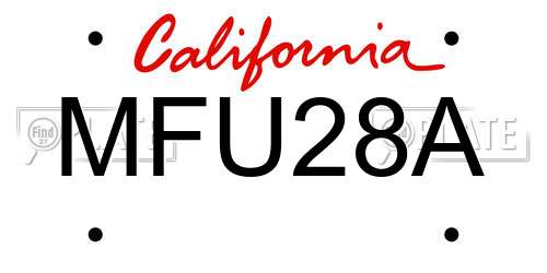 MFU28A California License Plate