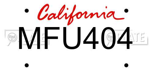 MFU404 California License Plate