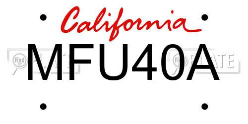 MFU40A California License Plate