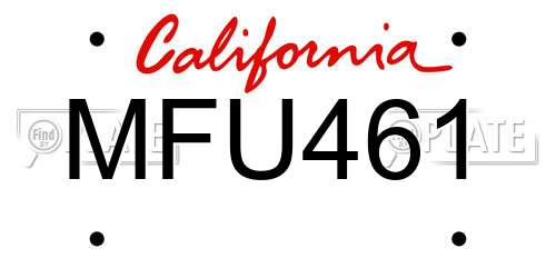 MFU461 California License Plate