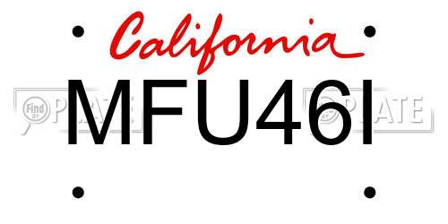 MFU46I California License Plate
