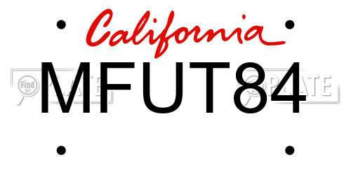 MFUT84 California License Plate