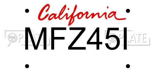 MFZ45I California License Plate