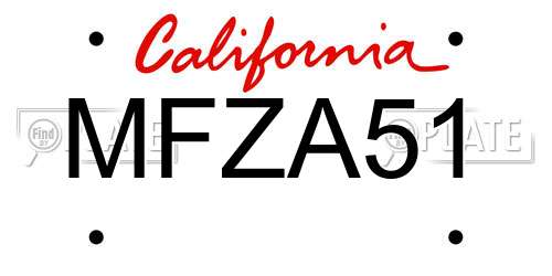 MFZA51 California License Plate