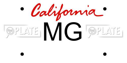 MG California License Plate