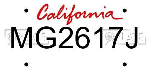 MG2617J California License Plate
