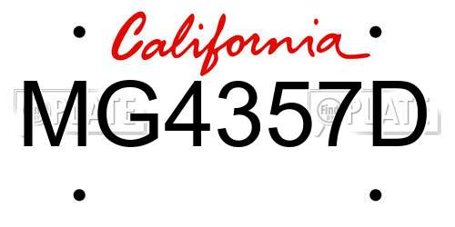 MG4357D California License Plate