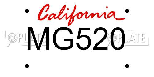MG520 California License Plate