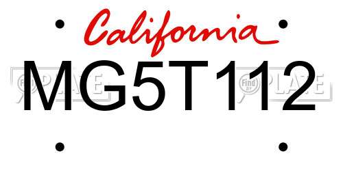 MG5T112 California License Plate