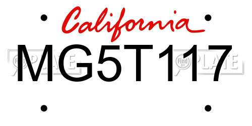MG5T117 California License Plate