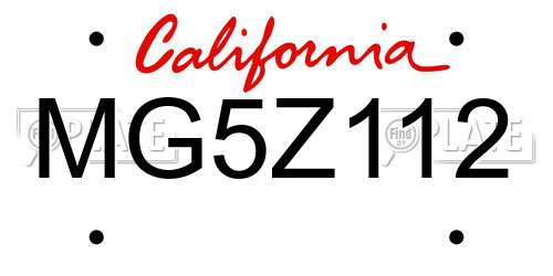 MG5Z112 California License Plate