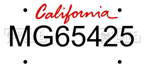 MG65425 California License Plate