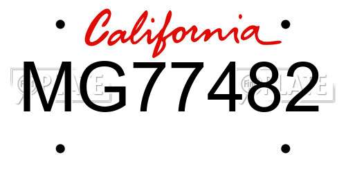 MG77482 California License Plate