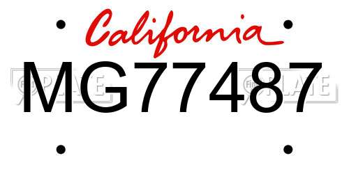 MG77487 California License Plate