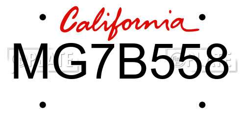 MG7B558 California License Plate
