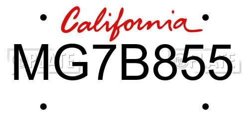 MG7B855 California License Plate