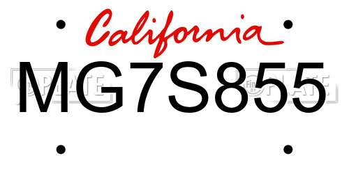 MG7S855 California License Plate