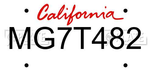 MG7T482 California License Plate