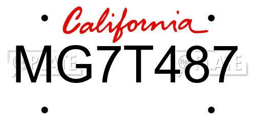 MG7T487 California License Plate
