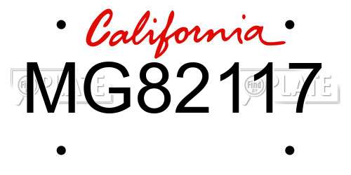 MG82117 California License Plate