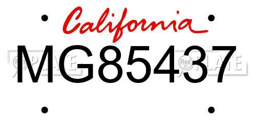 MG85437 California License Plate