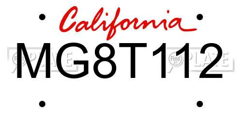 MG8T112 California License Plate