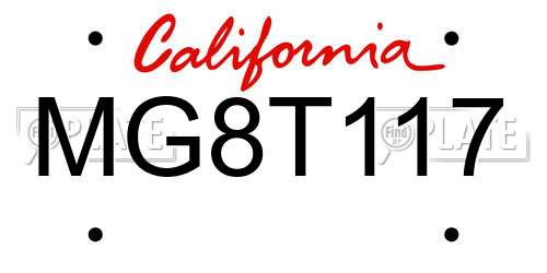 MG8T117 California License Plate