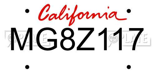 MG8Z117 California License Plate