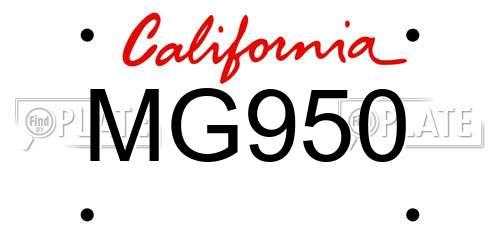 MG950 California License Plate