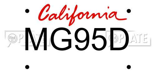 MG95D California License Plate
