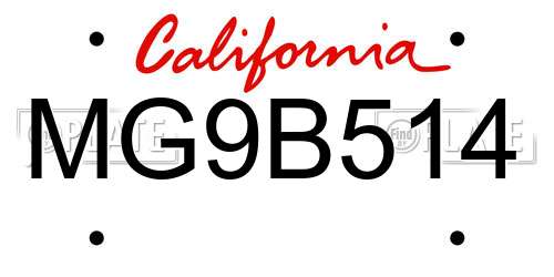 MG9B514 California License Plate