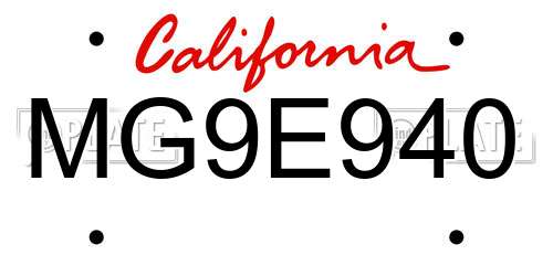 MG9E940 California License Plate