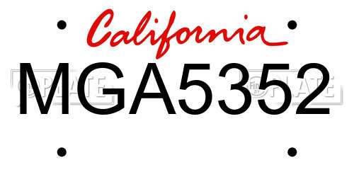 MGA5352 California License Plate