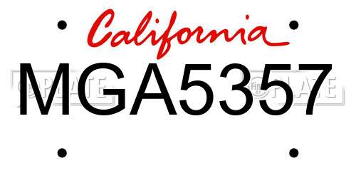 MGA5357 California License Plate
