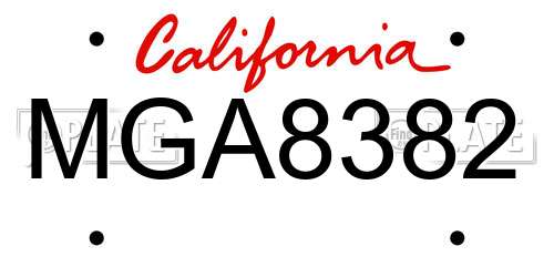 MGA8382 California License Plate