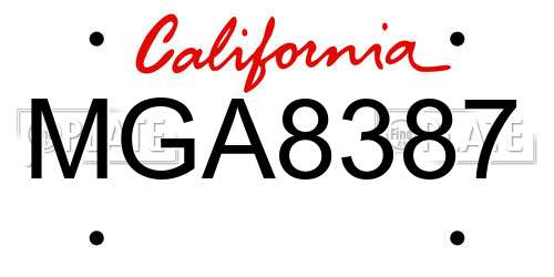 MGA8387 California License Plate
