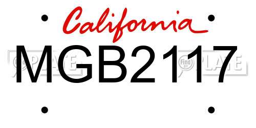 MGB2117 California License Plate