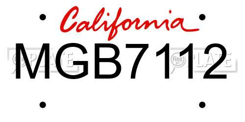 MGB7112 California License Plate