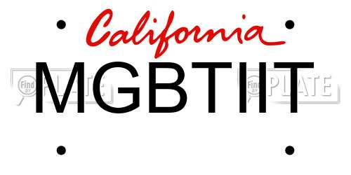 MGBTIIT California License Plate