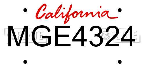 MGE4324 California License Plate