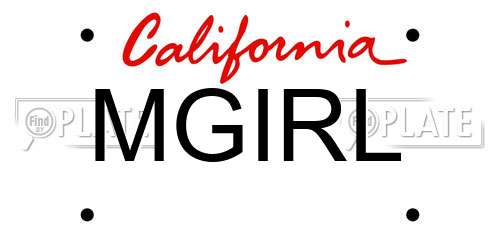 MGIRL California License Plate