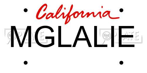 MGLALIE California License Plate