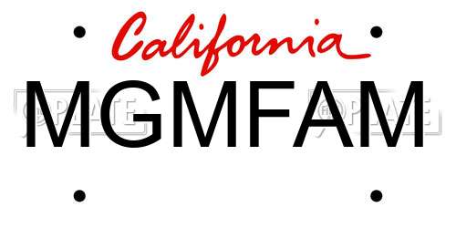 MGMFAM California License Plate