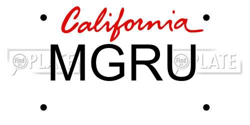 MGRU California License Plate