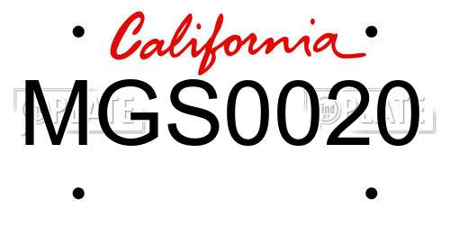 MGS0020 California License Plate