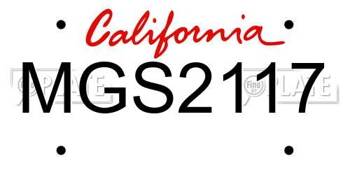 MGS2117 California License Plate