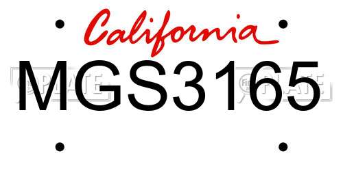 MGS3165 California License Plate