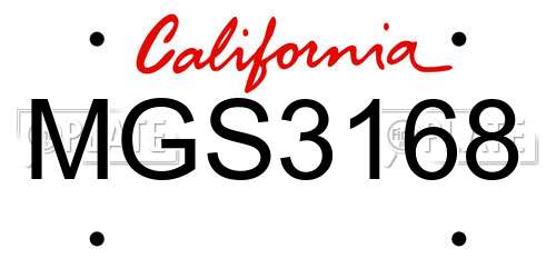 MGS3168 California License Plate